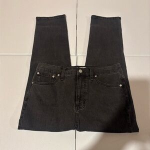 Madewell High Rise Slim Straight Black Denim Jeans Women’s Size 32x27